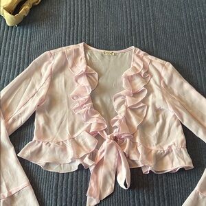 Sheer pink free people tie top size small